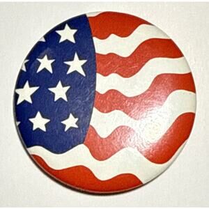 Vintage Waving American Flag Pinback Button 1.75" E3